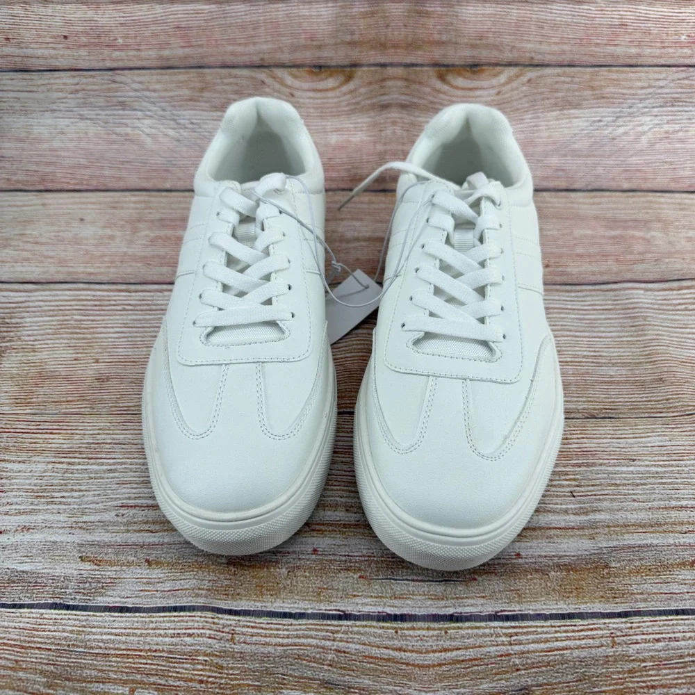 Perry Ellis Portfolio Mens White Low‎ Top Lace Up Sneakers 1851120 Size 9.5 NEW